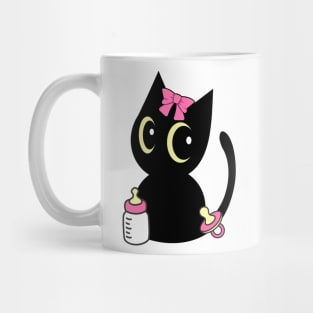 Cute black cat is a baby - girl Mug